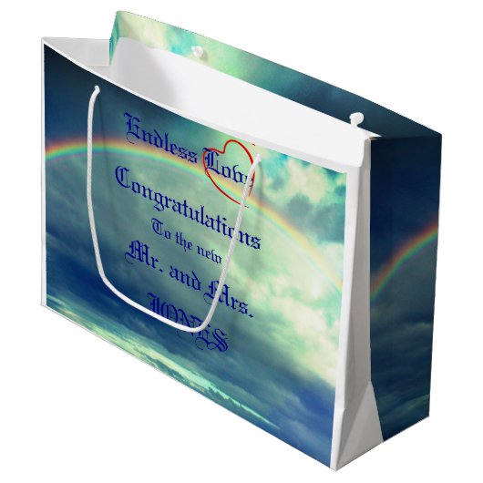 Hochzeitsgeschenk für endlose Liebe Große Geschenktüte (Vorderseite Schrägansicht)