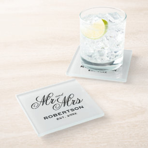 Hochzeitsgeschenk für frisch Vermählte personalisi Glasuntersetzer