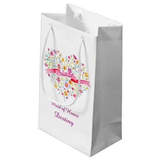 Hochzeitsgeschenk für Hochzeitsgäste im Wasserfarb Kleine Geschenktüte (Rückseite Schrägansicht)