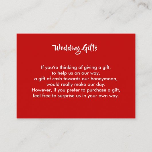 Hochzeitsgeschenk für Honeymoon Geld Personalisier Begleitkarte (Vorderseite)