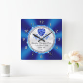 Hochzeitsgeschenk für Royal Blue, White Personalis Quadratische Wanduhr (Zuhause)
