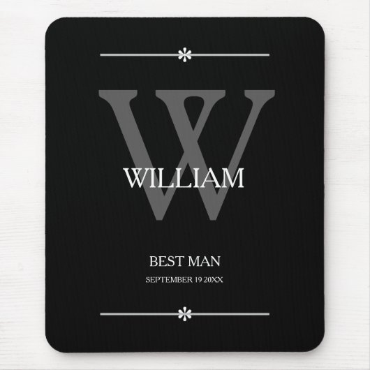 Hochzeitsgeschenk für Trauzeuge Monogram Chic Mode Mousepad (Vorne)
