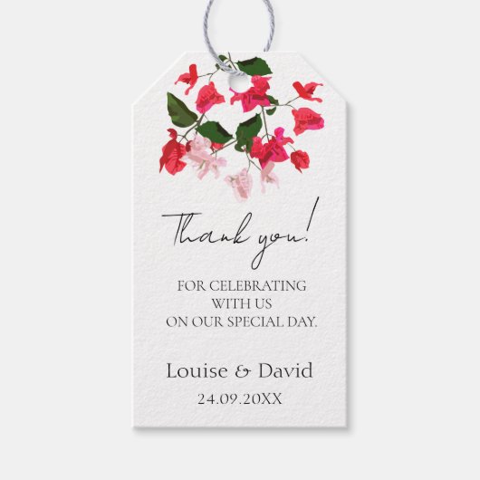 Hochzeitsgeschenk Gefallen Tag mit Bougainvillea B Geschenkanhänger (Vorderseite)