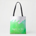 Hochzeitsgeschenk glücklich nach Grün Tasche<br><div class="desc">Glücklich immer nach der Hochzeit Geschenk Taschen mit Happily Ever After Zitat und peronalisierter Text. Linze grüne,  elegante Aquarellkunst mit anpassbarem Text.</div>