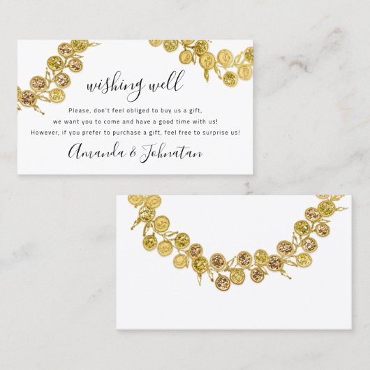Hochzeitsgeschenk Goldener Kranz Elegante Visitenkarte (Vorne/Hinten)