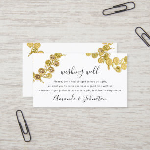 Hochzeitsgeschenk Goldener Kranz Elegante Visitenkarte