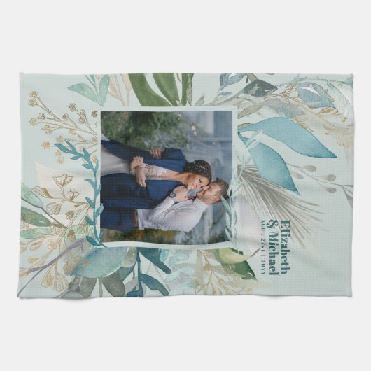 Hochzeitsgeschenk GREENERY Modernes, individuelles Geschirrtuch (Horizontal)