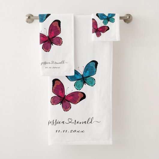 Hochzeitsgeschenk Idee: Individuelle Namen Badetuc Badhandtuch Set (Insitu)