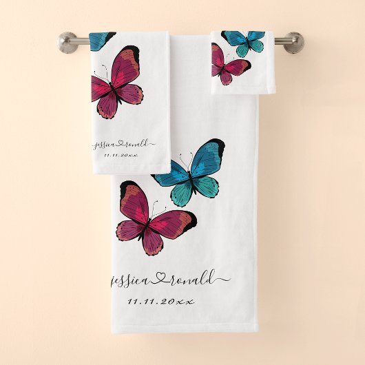 Hochzeitsgeschenk Idee: Individuelle Namen Badetuc Badhandtuch Set