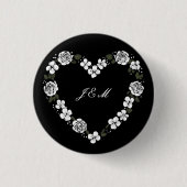 Hochzeitsgeschenk-Knopf - schwarzes und weißes Her Button (Vorderseite)