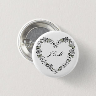 Hochzeitsgeschenk-Knopf - schwarzes und weißes Her Button