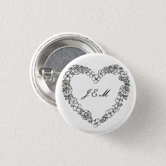 Hochzeitsgeschenk-Knopf - schwarzes und weißes Her Button (Vorne & Hinten)