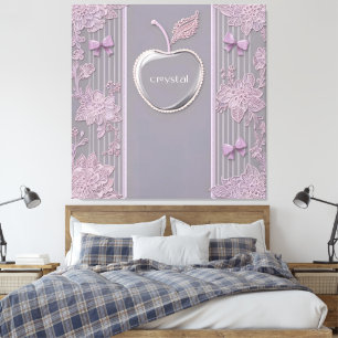 Hochzeitsgeschenk Kristall auf violetter Spitze AI Leinwanddruck