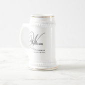 Hochzeitsgeschenk Modernes Monogramm Name Cool Bierglas (Vorderseite Links)