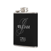 Hochzeitsgeschenk Monogramm + Name Modernes Cool Flachmann (Links)