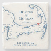 Hochzeitsgeschenk Ocean Edge Resort Cape Cod Karte Steinuntersetzer (Vorderseite)