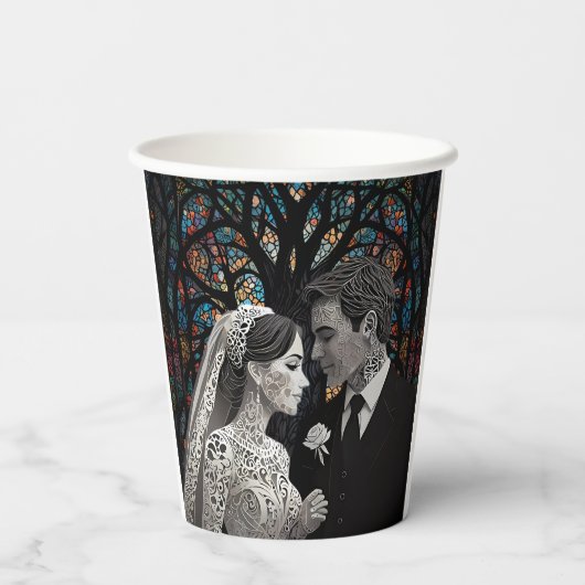 Hochzeitsgeschenk personalisierte Geschenkideen Pappbecher (Rückseite)