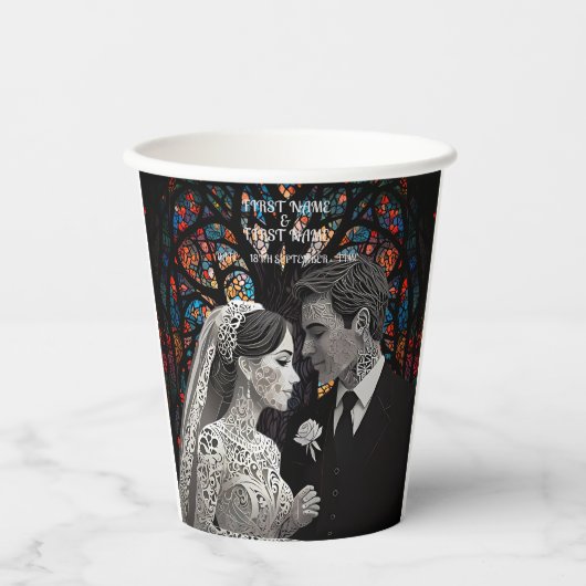 Hochzeitsgeschenk personalisierte Geschenkideen Pappbecher (Vorderseite)