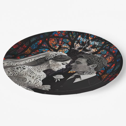 Hochzeitsgeschenk personalisierte Geschenkideen Pappteller (Schrägansicht)