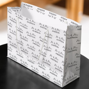 Hochzeitsgeschenk personalisierte Namenskollage Große Geschenktüte