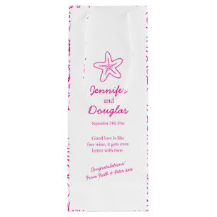 Hochzeitsgeschenk personalisierte Tasche mit rosa Geschenktüte Für Weinflaschen