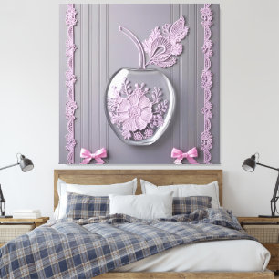 Hochzeitsgeschenk Pink & Grey Florales Glas AI-Kun Leinwanddruck