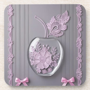 Hochzeitsgeschenk Rosa und Grau Bläserglas Kunst Getränkeuntersetzer