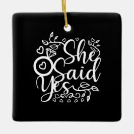 Hochzeitsgeschenk sagt sie ja keramikornament