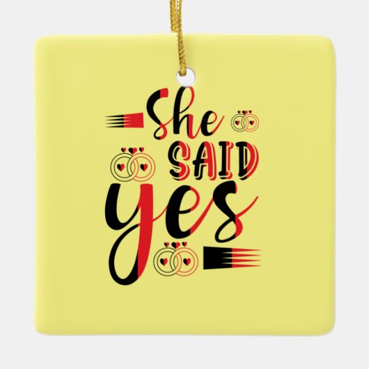 Hochzeitsgeschenk sagte sie ja keramikornament (Vorderseite)