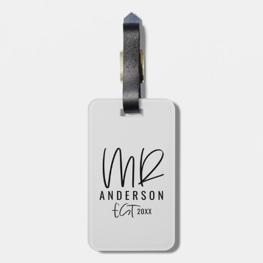 Hochzeitsgeschenk Skripttextherrn typography Gepäckanhänger (Rückseite vertikal)