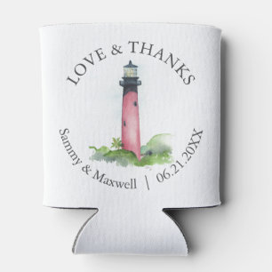 Hochzeitsgeschenk Strand Aquarell Leuchtturm Dosenkühler