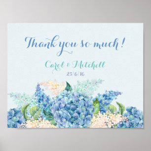 Hochzeitsgeschenk Tafelschild Aquarellblau Hydrang Poster