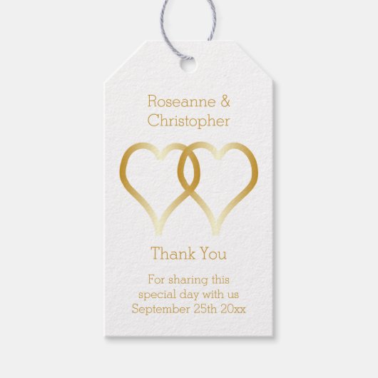 Hochzeitsgeschenk Tag Gold Herzen Geschenkanhänger (Vorderseite)