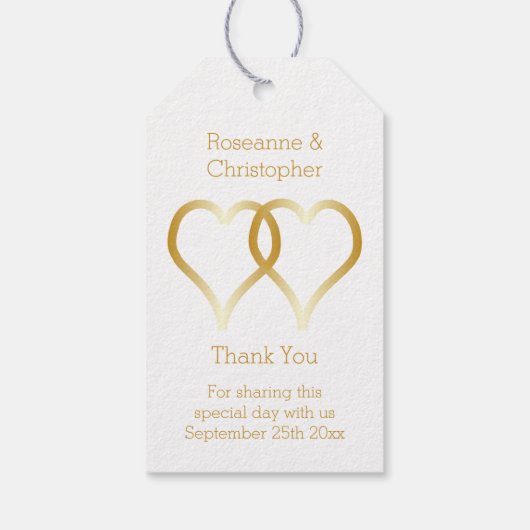 Hochzeitsgeschenk Tag Gold Herzen Geschenkanhänger (Rückseite)