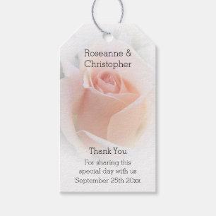 Hochzeitsgeschenk-Tag Peach Pink Rosenknospe Geschenkanhänger