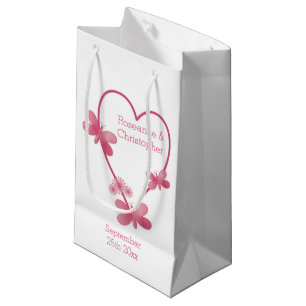 Hochzeitsgeschenk Tasche Pink Herz und Schmetterli Kleine Geschenktüte