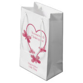 Hochzeitsgeschenk Tasche Pink Herz und Schmetterli Kleine Geschenktüte (Rückseite Schrägansicht)