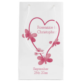 Hochzeitsgeschenk Tasche Pink Herz und Schmetterli Kleine Geschenktüte