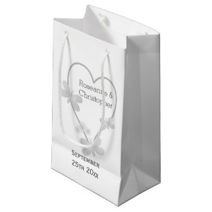 Hochzeitsgeschenk Tasche Silberne Herz Schmetterli Kleine Geschenktüte