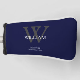 Hochzeitsgeschenk Trauzeuge Elegant Monogram Navy Golf Headcover