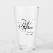 Hochzeitsgeschenk Trauzeuge Elegante Monogramm & N Glas (Vorderseite)