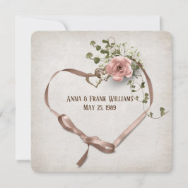 Hochzeitsgeschenk-Verlängerungsband Herz mit Ringe Einladung