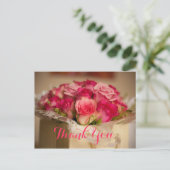 Hochzeitsgeschenk Vielen Dank Pink Floral Bouquet Postkarte (Stehend Vorderseite)