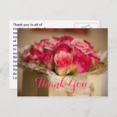 Hochzeitsgeschenk Vielen Dank Pink Floral Bouquet Postkarte (Vorne/Hinten)