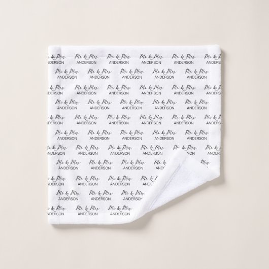 Hochzeitsgeschenk von Herrn und Frau personalisier Badhandtuch Set (Waschlappen)