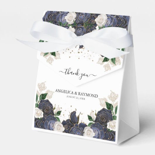 Hochzeitsgeschenk von Navy & White Floral Geschenkschachtel (Vorderseite)