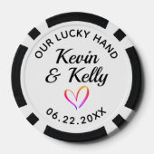 Hochzeitsgeschenk-Vorlage Name Unser Glückshand Sü Pokerchips (Rückseite)