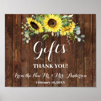 Hochzeitsgeschenke Brautparty Western Sonnenblumen Poster