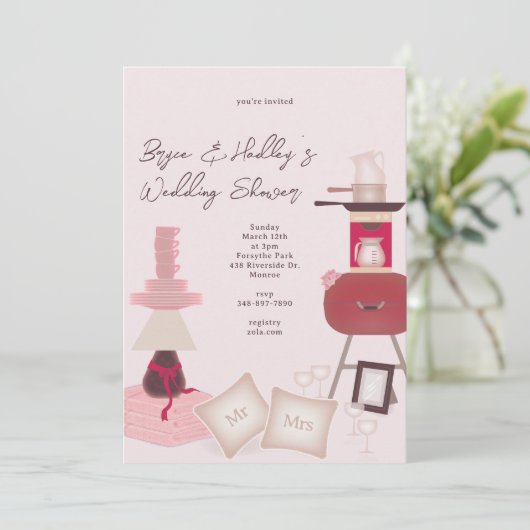 Hochzeitsgeschenke Einladung Dusche (Stehend Vorderseite)