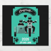Hochzeitsgeschenke für Motorräder Schaumweinetikett (Einzelnes Label)